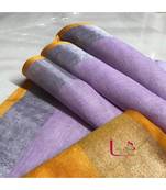 Purple Hand Woven Linen Saree With Blouse