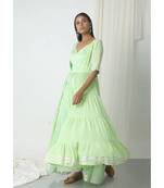 Mint Green Crinkled Jacket Dress Set