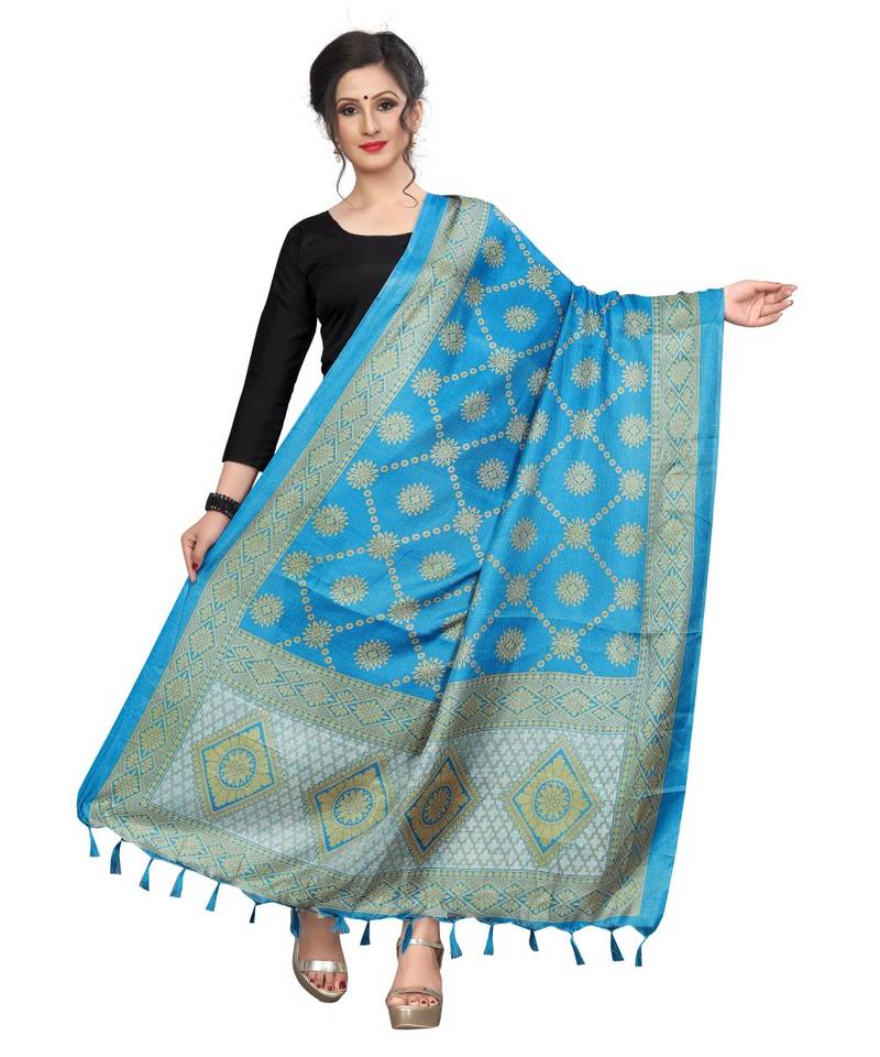 Blue Ethnic Printed Dupatta