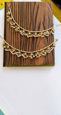 Kundan And Pearls Gold Tone Anklet 2