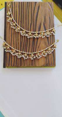 Kundan And Pearls Gold Tone Anklet 3