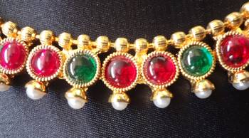 Royal Pink & Green Kemp Stone with Pearl Necklace + Earrings 4