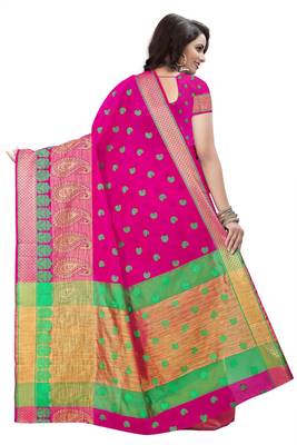 Pink printed art silk saree with blouse 4