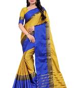 Yellow printed art silk saree with blouse