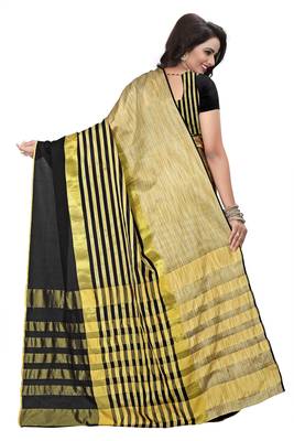 Black printed art silk saree with blouse 3