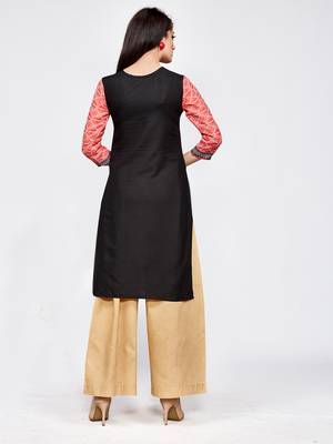 Red printed linen kurti 2
