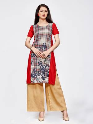 Grey printed crepe kurti 1