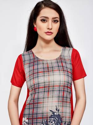 Grey printed crepe kurti 4