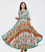 Multicolor printed silk long kurti