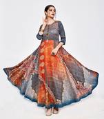 Multicolor printed silk long kurti