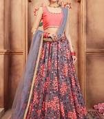 Grey Zari And Thread Embroidered Net Designer Lehenga Choli For Women