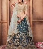Green Dori and Sequins Embroidered Art Silk lehenga choli for wedding