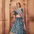 Blue Dari, Thread and Sequins Embroidered Art Silk Semi Stitched bridal lehenga