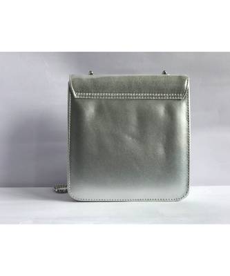Silver Square Embroidered Clutch Sling 3