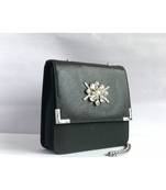 Black Square Embroidered Clutch Sling