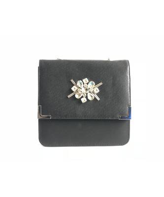 Black Square Embroidered Clutch Sling 2