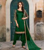Green Embroidered Art Silk Salwar With Dupatta