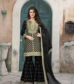Black Embroidered Art Silk Salwar With Dupatta