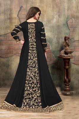 Black embroidered faux georgette salwar with dupatta 2