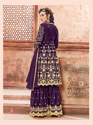Purple embroidered georgette salwar with dupatta 2