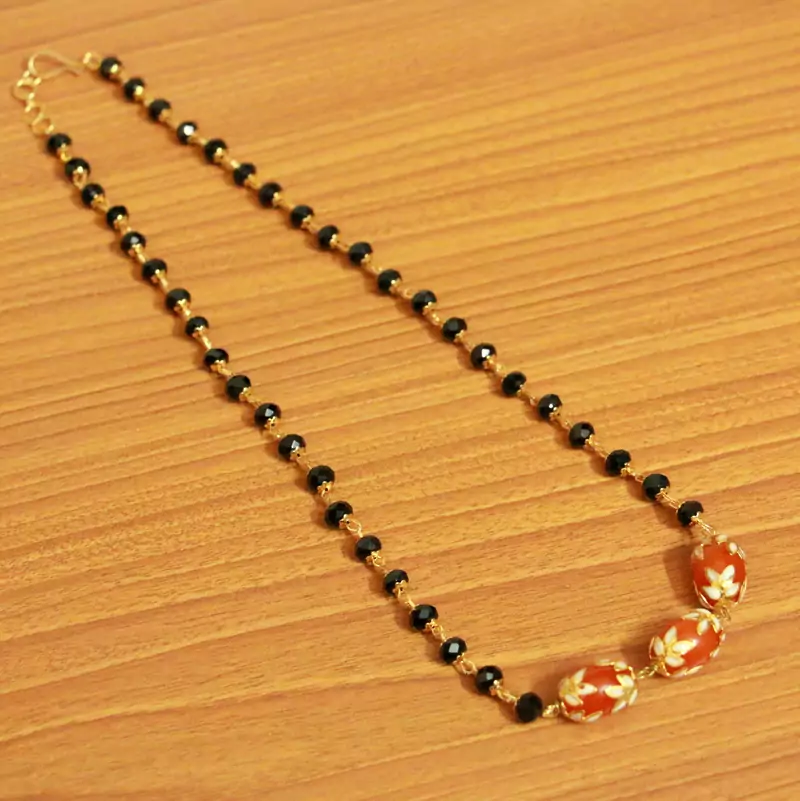 Orange Crystal Mangalsutra