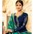 Navy Blue & Teal Satin Georgette Women's Salwar Suit With Banarasi Dupatta
