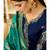 Navy Blue & Teal Satin Georgette Women's Salwar Suit With Banarasi Dupatta