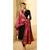 Black & Rani Pink Satin Georgette Women's Salwar Suit With Banarasi Dupatta