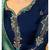 Navy Blue & Teal Satin Georgette Women's Salwar Suit With Banarasi Dupatta