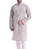 Grey Plain Cotton Kurta Pajama