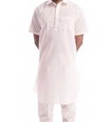 White Plain Cotton Pathani Suits