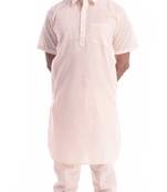 Beige Plain Cotton Pathani Suits