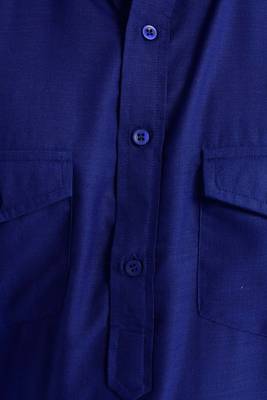 Blue Plain Cotton Pathani Suits 4