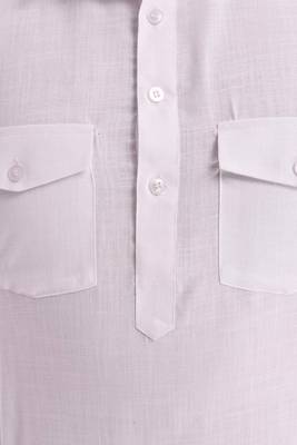 White Plain Cotton Pathani Suits 4