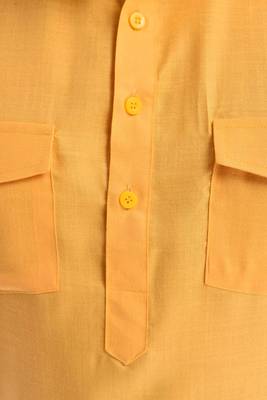 Yellow Plain Cotton Pathani Suits 4