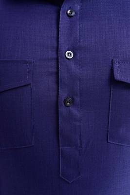 Blue Plain Cotton Pathani Suits 4