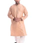 Brown Plain Silk Blend Dhoti Kurta