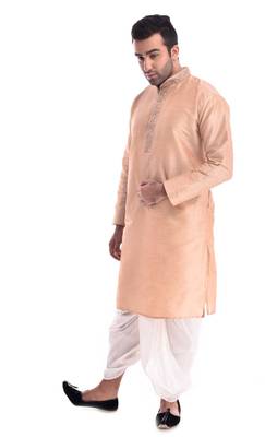 Brown Plain Silk Blend Dhoti Kurta 2