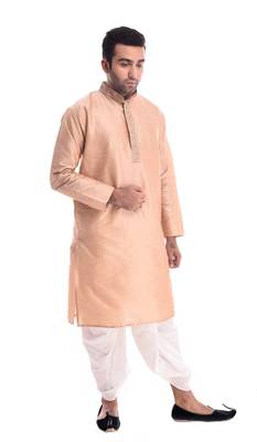 Brown Plain Silk Blend Dhoti Kurta 3