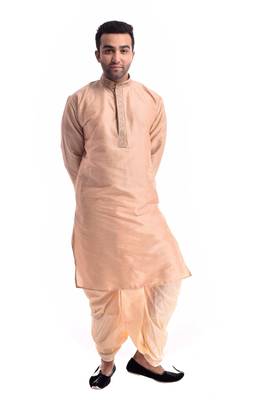 Brown Plain Silk Blend Dhoti Kurta 1