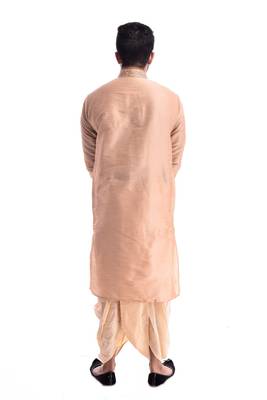 Brown Plain Silk Blend Dhoti Kurta 2