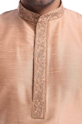 Brown Plain Silk Blend Dhoti Kurta 4