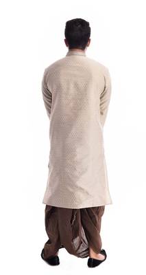 Beige Plain Silk Blend Dhoti Kurta 2