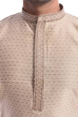 Beige Plain Silk Blend Dhoti Kurta 4