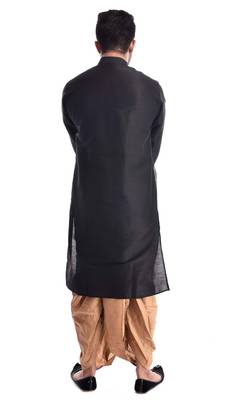 Black Plain Silk Blend Dhoti Kurta 2