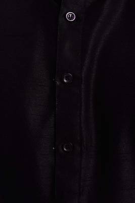 Black Plain Silk Blend Dhoti Kurta 4