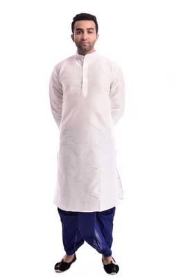 Beige Plain Silk Blend Dhoti Kurta 1