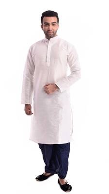 Beige Plain Silk Blend Dhoti Kurta 1