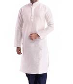 Beige Plain Silk Blend Dhoti Kurta