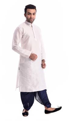 Beige Plain Silk Blend Dhoti Kurta 3